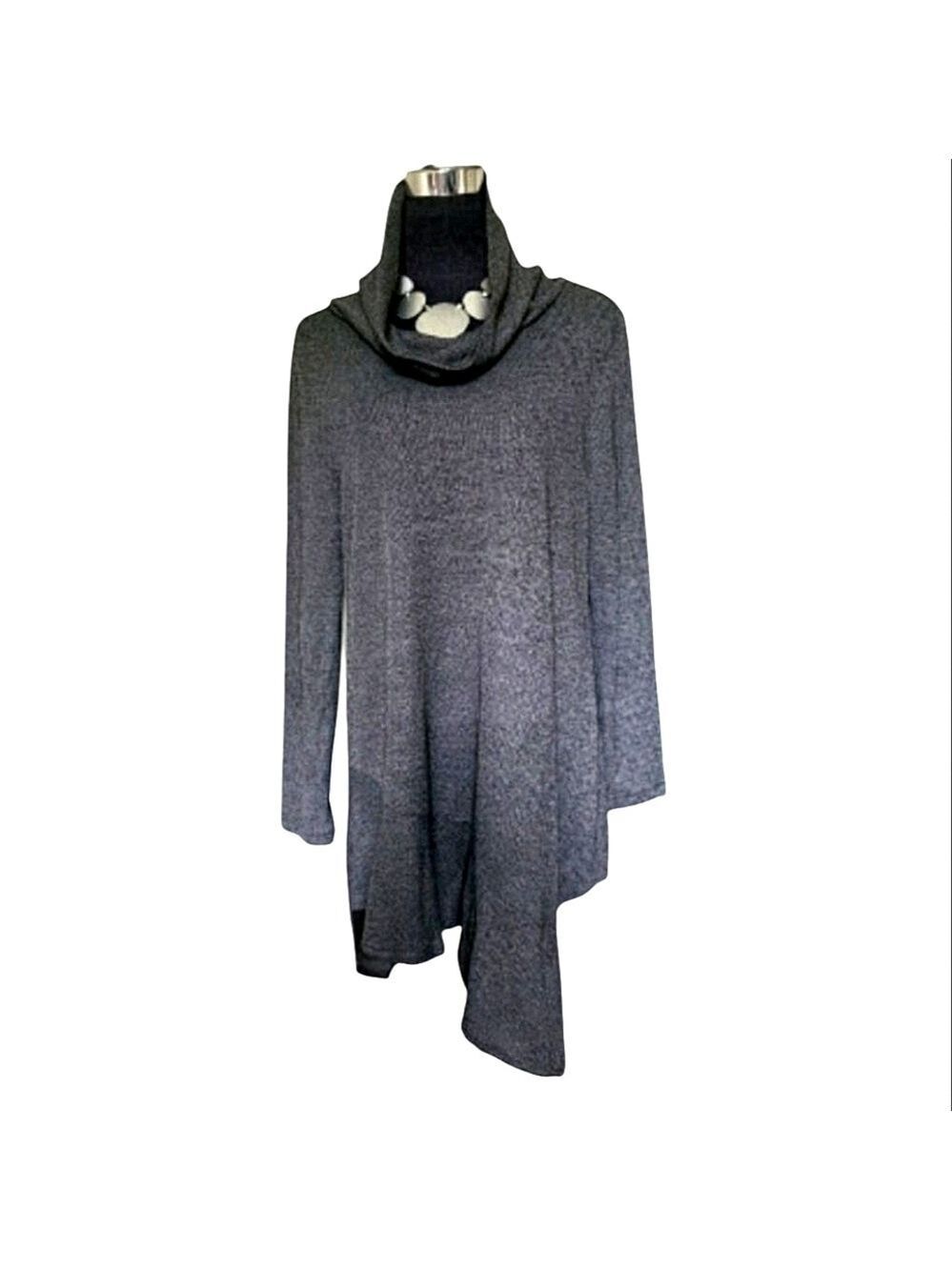 CREATION Grey Tunic TopWith Cowl Neck Size Small NWT
